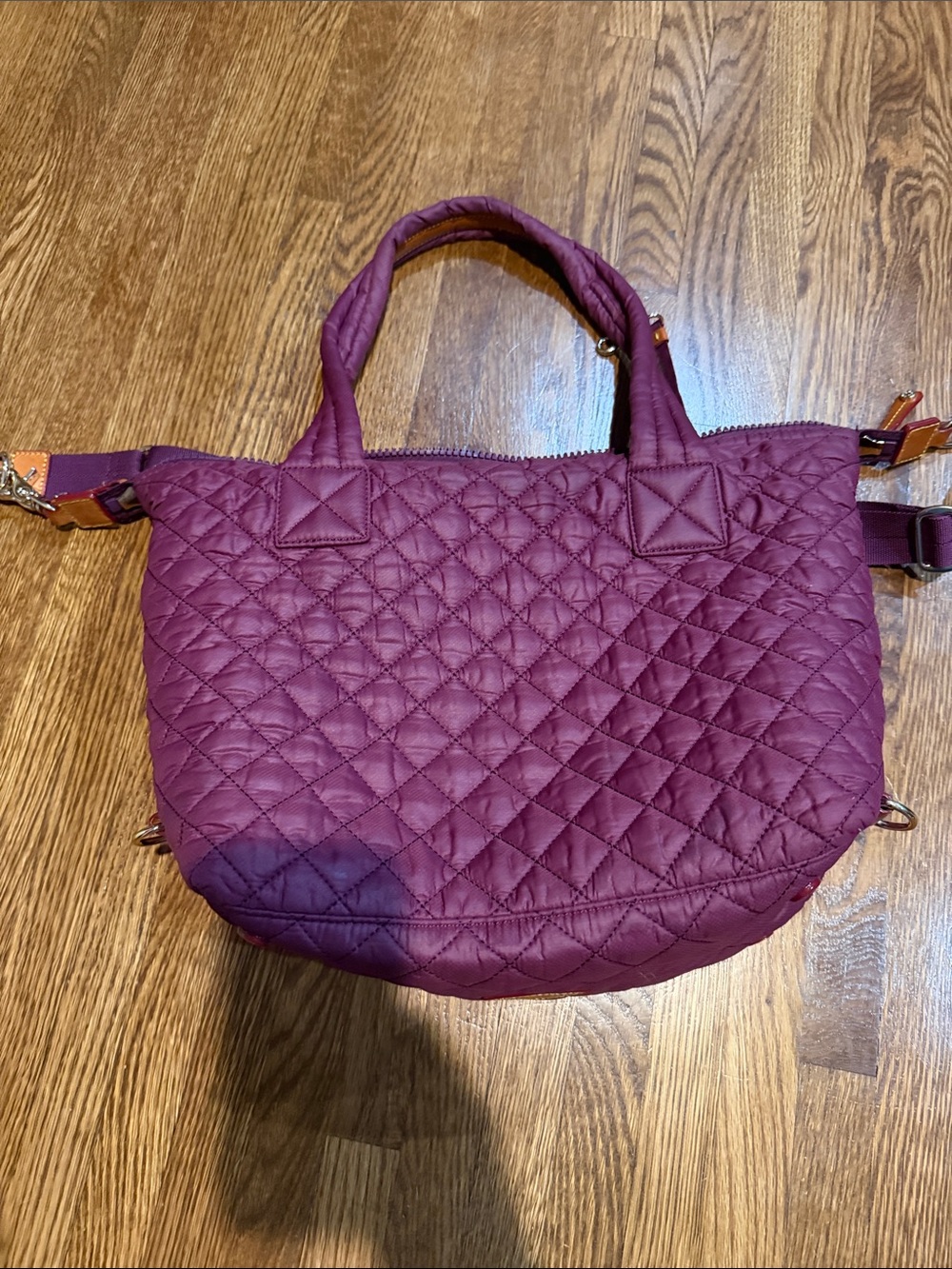 MZ Wallace Nylon Quilted Women's Tote Bag - Plum - Picture 3 of 6